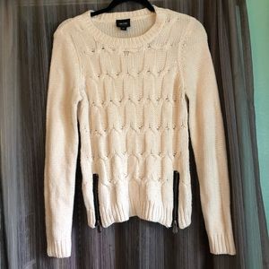 Nicole by Nicole Miller Cable Knit Zipper Sweater